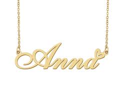 Huan XUN Alina Name Heart Necklace 18K Gold Plated Nameplate Pendant Necklace Stainless Steel Jewelry for Womens Birthday Gifts, Women's, Size: One