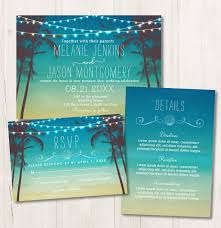 Beach Wedding Invitation Collection Tropical Palm Trees And Lights Wedd Palm Tree Wedding Invitations Destination Wedding Invitations Tree Wedding Invitations