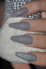 A set of 20 hand painted matte or glossy black fake nails. Gray Nails Coffin Nails Long Grey Nail Art