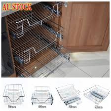 Pull Out Sliding Pantry Drawer Basket Kitchen Base Storage 350 600mm Cabinet Kitchen Kitchen Organization Pantry Drawers