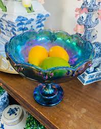 Vintage Carnival Glass Indiana Peacock