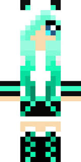 A Teal Colored Hair Girl With A Panda Jacket A Minecraft Skin Minecraft Girl Skins Minecraft Skins Minecraft