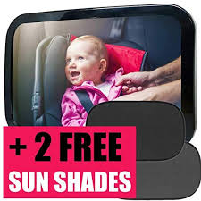 Large Baby Car Mirror Car Sun Shade 2pcs Safety Backseat Mirror For Rear Facing Infant Largest And Most Stable Cryst Baby Car Mirror Baby Mirror Baby Car