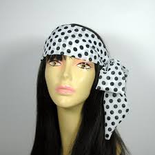 Polka Dot Headscarf Black and White Polka Dot Head Scarves