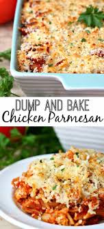 Dump And Bake Chicken Parmesan In 2020 Chicken Parmesan Recipes Recipes Pasta Dishes