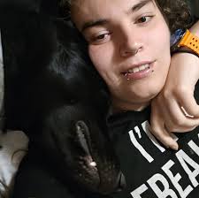 Black German Shepherd's first snowfall