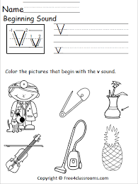 Download all the alphabet coloring pages and create your own alphabet coloring book! Free Beginning Sounds Worksheet Letter V Free4classrooms