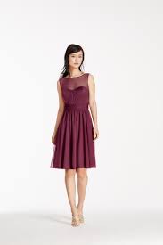 Short Mesh Dress With Sweetheart Illusion Neckline David S Bridal Mesh Dress Illusion Neckline Bridesmaid Dresses