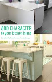 Remodelaholic Update A Plain Kitchen Island Or Peninsula With Planks And Corbels Kitchen Island Makeover Shiplap Kitchen Home Kitchens