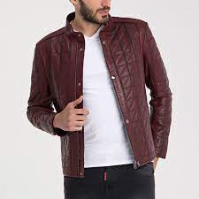 Quilted Leather Jacket Dark Red Leather Jacket Quilted Leather Jackets