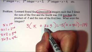 Payment and then purchase $87 worth of clothes at dillards. Consecutive Integer Word Problems 2 Youtube