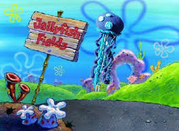 The screen cuts to black as pat can be heard saying gotta get underneath it! before spongebob screams, while an image of patrick with black eyes and a knife. Blue Jelly Fish Spongebob Squarepants Bikini Bottom Plush Etsy
