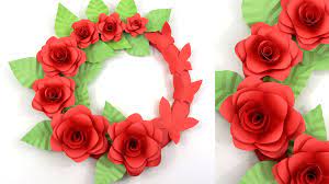 Paper Rose Wall Hanging Paper Flower Room Decoration Ideas Paper Rose Flower Crafts Paper Flowers Flower Crafts Paper Roses