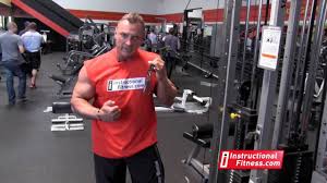 Attach a straight bar on a high pulley in your gym. Instructional Fitness Cross Body Cable Triceps Push Down Youtube