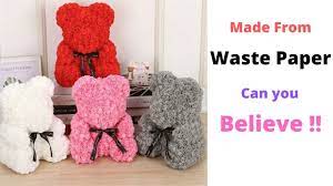 How to make a bear out of flowers. Waste Paper Flower Teddy Bear Diy Paper Teddy For Home Decor By Aloha Crafts Youtube