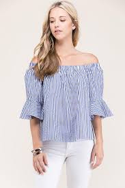 Mia Striped Off Shoulder Top Striped Top Outfit Off Shoulder Tops Striped Off Shoulder Top
