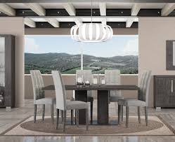 The wire brush, gray finish on the tabletop complements the white base beautifully. Contemporary Grey Lacquer Dining Room Made In Italy Arrow Furniture