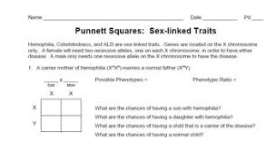 Genetics Sex Linked Trait Punnett Squares By Spyglass Biology Tpt