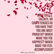 Also, this question is your chance to let the employer know about some of your greatest achievements. Totka Spasova What Skills Talents Or Competencies Do You Have That You Are Most Proud Of Which Make You The Happiest Which Make You Feel Accomplished Facebook