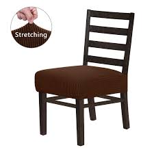 Turn your chair over to get to i cut one pattern, then double checked that there is enough fabric to attach it with about two. Aujoy Chair Covers For Dining Room Stretch 2 Pack Jacquard Spandex Fabric Kitchen Dinning Chair Seat Cushion Slipcovers Protectors Dining Chair Seat Dark Coffee Buy Online In Aruba At Aruba Desertcart Com Productid