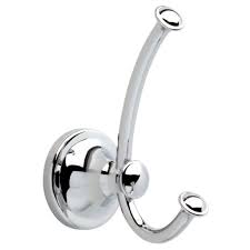 These handsome hangers stay poised to handle even your plushest terry wrap or towels while adding a dash of style to any bath. Delta Silverton Double Towel Hook In Chrome 132890 The Home Depot