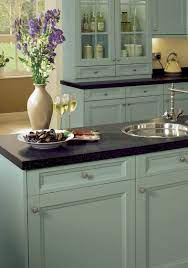 Remove the doors from their frames, take off the handles and clean thoroughly with sugar soap to remove residual grease and grime. Duck Egg Blue Cabinets And Black Counters Chalk Paint Kitchen Cabinets Duck Egg Blue Kitchen Cabinets Blue Kitchen Cabinets