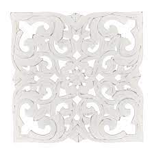 Fetco Denzel White Carved Medallion Wooden Wall Art X7409166 The Home Depot Medallion Wall Art Wall Medallion Carved Wood Wall Art