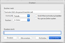 Suchen Oder Ersetzen Von Text Und Zahlen In Einem Arbeitsblatt Office Support