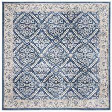 100% polypropylene rug pile height: Safavieh Brentwood 6 7 Square Rug In Navy And Cream Bnt863n 7sq