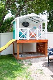 The Diy Playhouse Is Done See How We Roofed It To Protect The Wooden Playhouse And The Kids This Summer Housefulo Build A Playhouse Diy Playhouse Play Houses