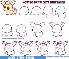 How To Draw Cute Kawaii Chibi Ninetales From Pokemon In Easy Step By Step Drawing Tutorial For Beginners How To Draw Step By Step Drawing Tutorials Drawing Tutorials