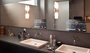 24 inch white bathroom vanity w/ drop in rectangle ceramic sink faucet mirror. Mirrorvue Magic Mirror Tv Technology Custom Made To Any Size And Shape Great For Use In The Bathroom Living Room But Also In Retaurants Etc