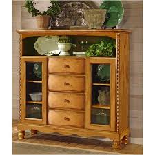 Needs refinishing and new glass. 4507 854 Hillsdale Furniture Wilshire Antique Pine Stand