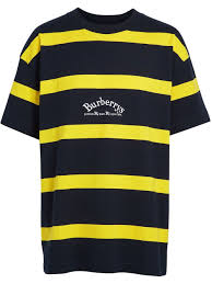 Black And Yellow T Shirt Mens Burberry Burberry Embroidered Archive Logo Striped Cotton T Shirt Blue Burberry Cloth Shirts Polo T Shirts Shirts Blue