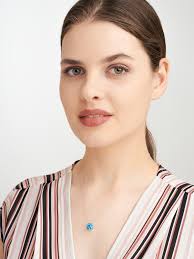 Forever Facets Platinum over Sterling Silver Simulated Blue Topaz Paw Print  Necklace