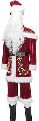 Fleece with jacket our basic santa suit, made of strong fleece, comprises a jacket, trousers and hat. Amazon Com Fine Men S Deluxe Santa Suit 10pc Cosplay Christmas Ultra Velvet Adult Santa Claus Costume Sports Outdoors