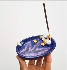Incense Holder Incense Burner Incense Stick Holder Galaxy Incense Holder Sun Moon Trinket Dish Incense Stick Holder Sculpture Art Clay Sculpture Clay Ceramic Clay