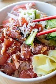 Ahi Poke Bowl The Cozy Apron Recipe Food Asian Recipes Seafood Recipes