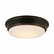 Simple and efficient in design, the concept ii is designed with an oil rubbed bronze body and three taupe blades. Hampton Bay Oil Rubbed Bronze Integrated Led Outdoor Flush Mount Ike2001l The Home Depot