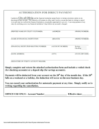 To enroll, cut out and return the authorization form below. Fillable Online Utility Bill Direct Payment Authorization Form City Of Olivia Mn Fax Email Print Pdffiller