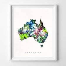 Map of australia with states and major cities. Amazon Com Australia Watercolor Map Wall Art Poster Home Decor Print Watercolour Artwork Unframed Handmade