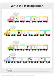 Fill In The Missing Letter In The Alphabet Worksheets In 2020 Missing Letter Worksheets Kindergarten Worksheets Printable Train Activities