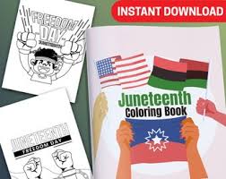 printable juneteenth coloring pages banner bookmarks and etsy