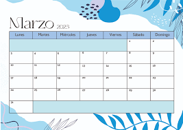 ▷ Calendario Marzo 2025 para imprimir