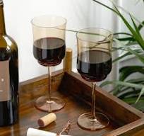 Tulip Stemmed Wine Glasses in Amber