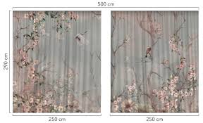 Brand new anthropologie slub velvet curtains in verde. Casa Padrino Luxury Curtain Set Birds In The Forest Light Gray Multicolor 250 X H 290 Cm Printed Linen Velvet Curtains Eyelet Curtains Sliding Curtains Luxury Quality