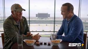 Peyton manning and tom brady broke into jim nantz's estate for an epic round of mini golf. Peyton S Places Brett Favre Episode To Debut Sunday Exclusively On Espn Espn Press Room U S