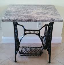 Antique Singer Treadle Sewing Machine Repurposed Furniture Granite Top Singer Singer Sewing Machine Antique Sewing Table Sewing Machine Tables