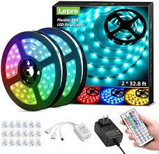 Amazon Com Lepro 65 6ft Led Strip Lights Ultra Long Rgb 5050 Led Strips With Remote Controller And Fixing Cl In 2021 Led Strip Lighting Tape Lights Led Tape Lighting