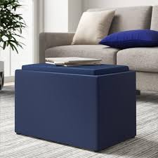 Save 15% in cart on select furniture with code july. Blue Storage Ottoman With Tray Wayfair